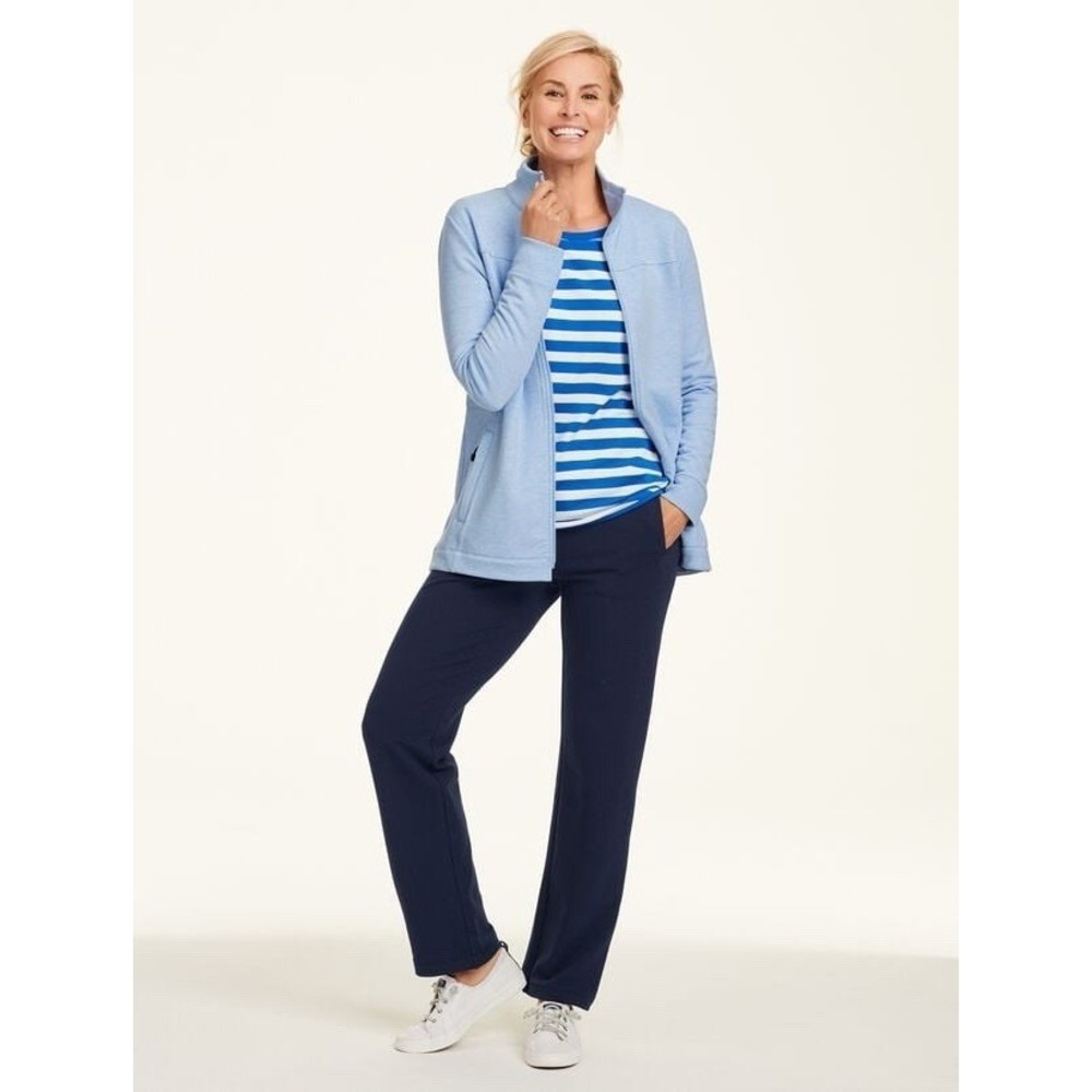 Talbots FRESH JERSEY TEE Women's Blue White Striped stretch Top Shirt Size M - Picture 11 of 12